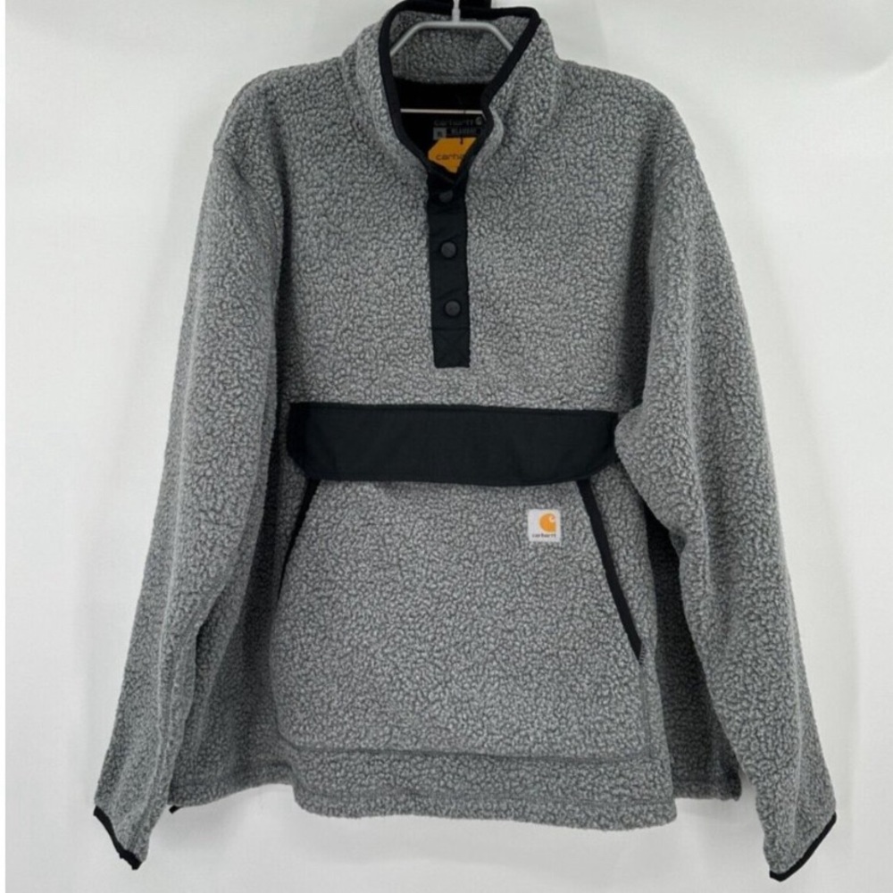 Carhartt Relaxed Fit Fleece Pullover sz XL Men's Granite Gray Snap Front Jacket